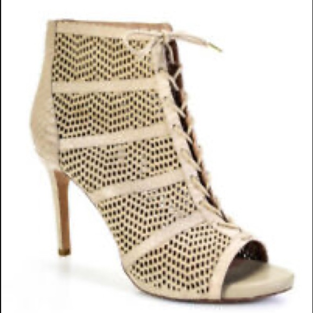 Joie Laser Cut Suede and snake skin Trimmed booties.